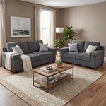 Enzo 2 and 3 Seater Corduroy Sofa Set in Grey | Adjustable Back | Foam Cushions - Bargainia.com - 5056150285281