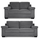 Enzo 2 and 3 Seater Corduroy Sofa Set in Grey | Adjustable Back | Foam Cushions - Bargainia.com - 5056150285281