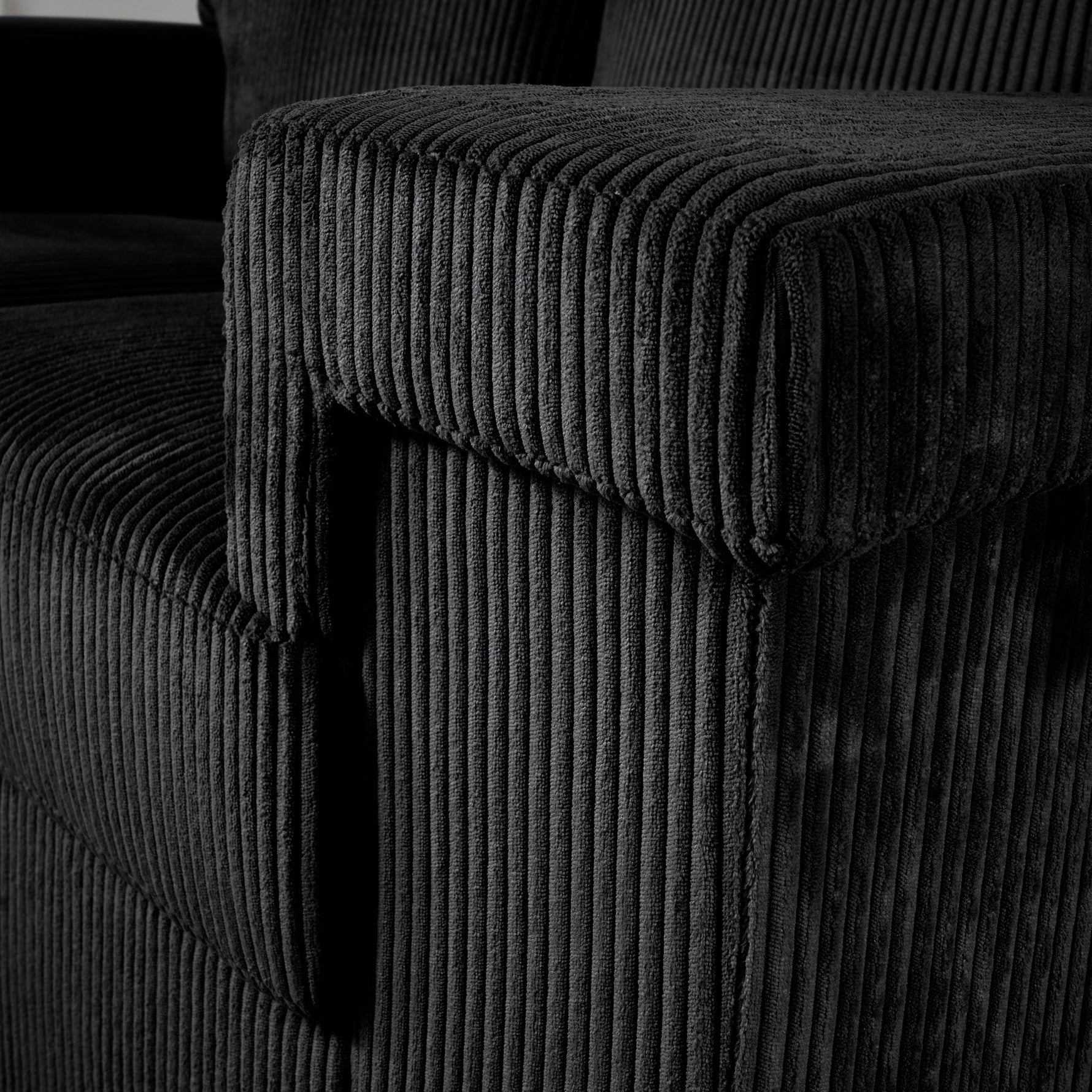 Enzo 2 Seater Corduroy Sofa in Black | Adjustable Back | Foam Cushions - Bargainia.com - 5056150285298