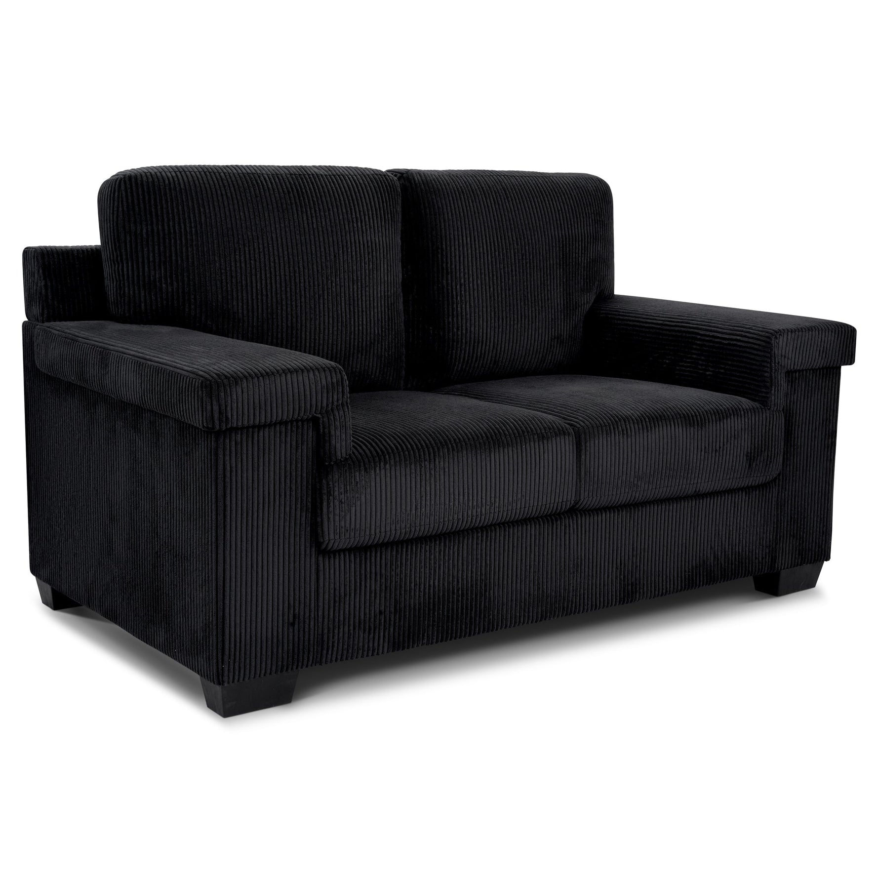 Enzo 2 Seater Corduroy Sofa in Black | Adjustable Back | Foam Cushions - Bargainia.com - 5056150285298