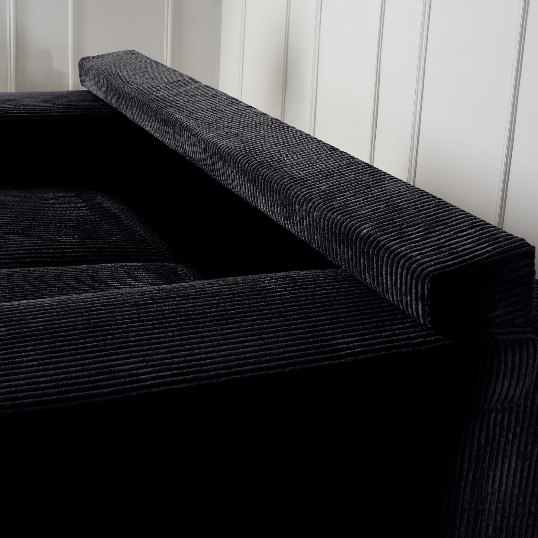 Enzo 2 Seater Corduroy Sofa in Black | Adjustable Back | Foam Cushions - Bargainia.com - 5056150285298