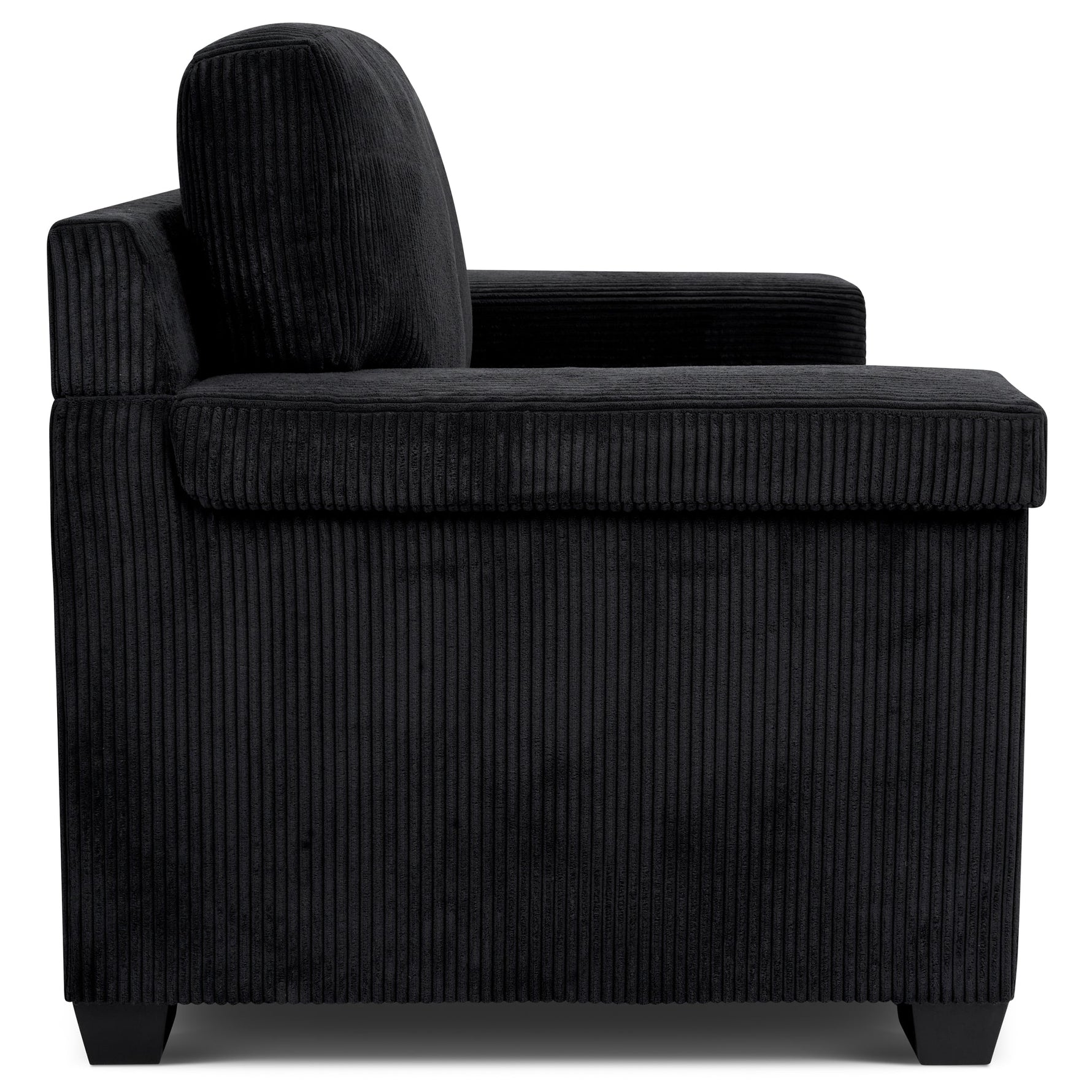Enzo 2 Seater Corduroy Sofa in Black | Adjustable Back | Foam Cushions - Bargainia.com - 5056150285298