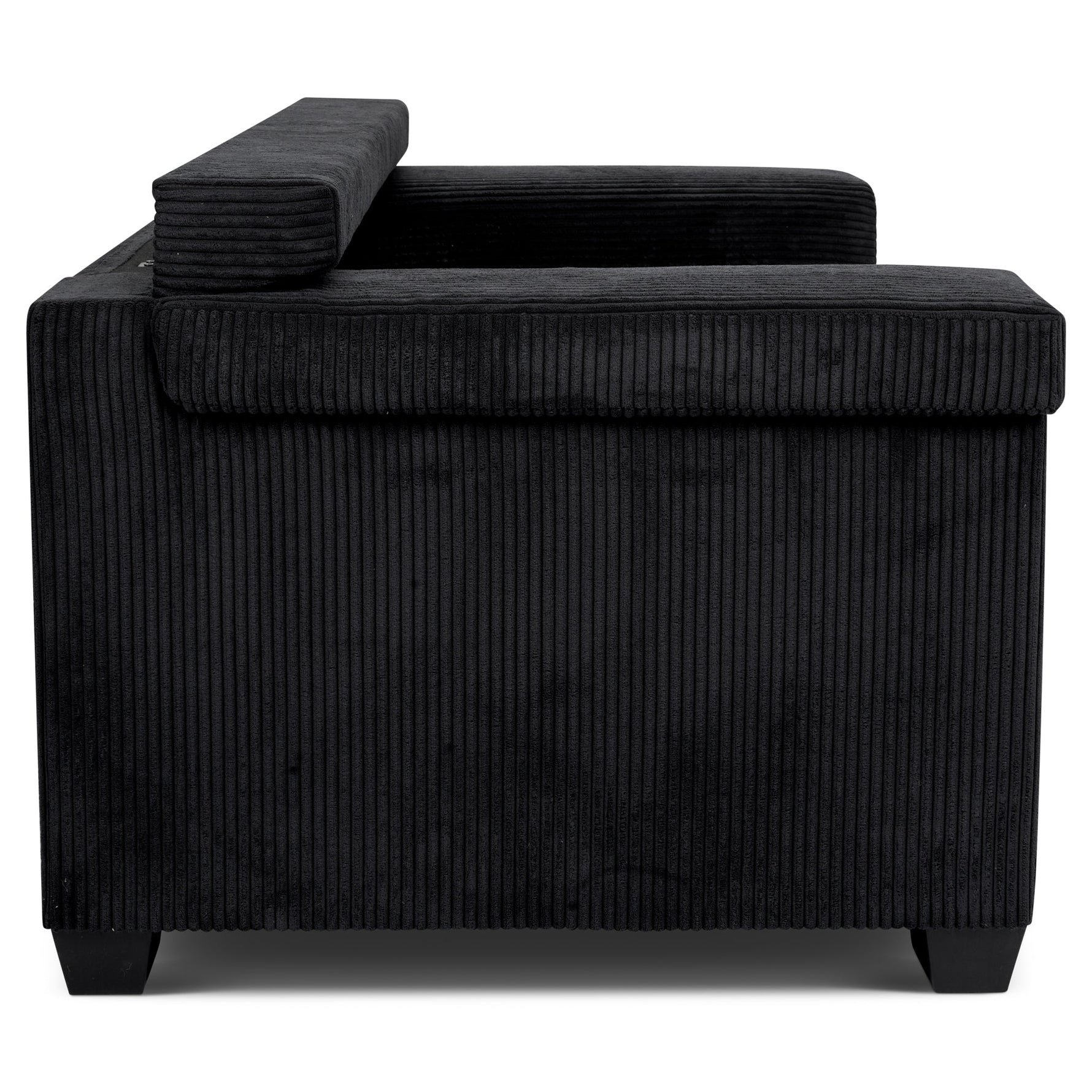 Enzo 2 Seater Corduroy Sofa in Black | Adjustable Back | Foam Cushions - Bargainia.com - 5056150285298