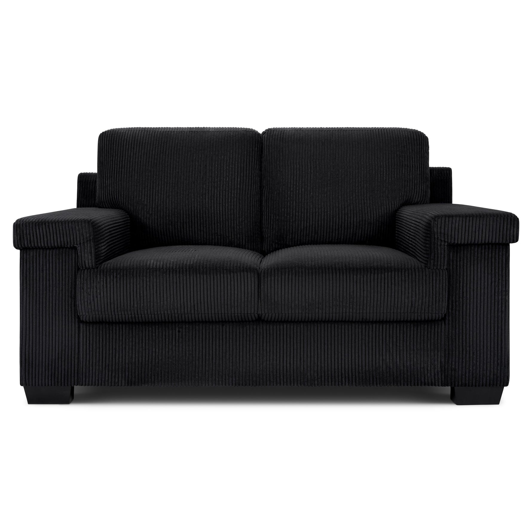 Enzo 2 Seater Corduroy Sofa in Black | Adjustable Back | Foam Cushions - Bargainia.com - 5056150285298