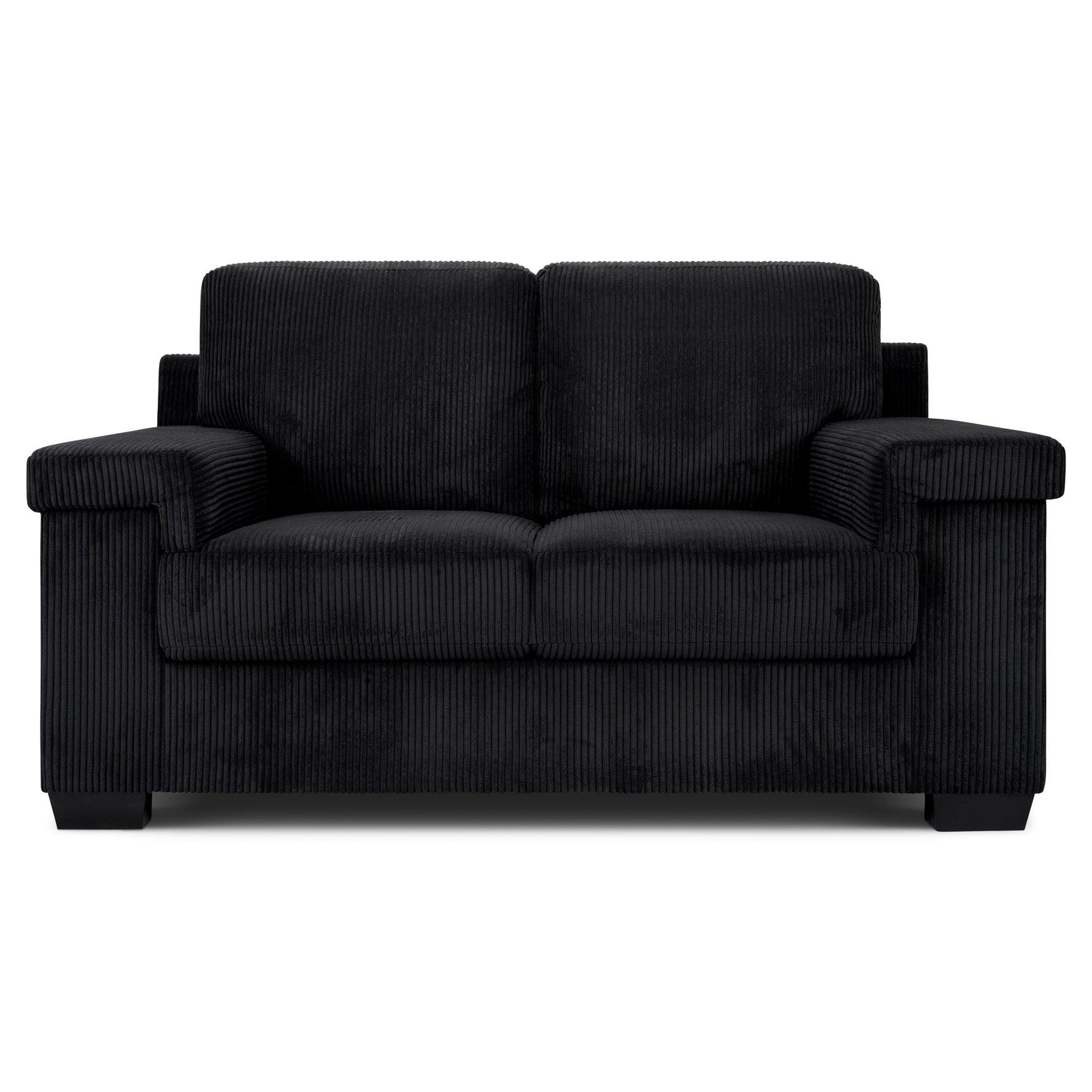 Enzo 2 Seater Corduroy Sofa in Black | Adjustable Back | Foam Cushions - Bargainia.com - 5056150285298