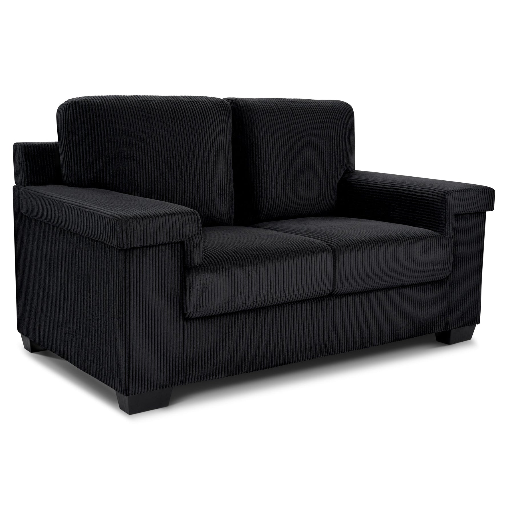 Enzo 2 Seater Corduroy Sofa in Black | Adjustable Back | Foam Cushions - Bargainia.com - 5056150285298