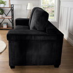 Enzo 2 Seater Corduroy Sofa in Black | Adjustable Back | Foam Cushions - Bargainia.com - 5056150285298