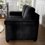 Enzo 2 Seater Corduroy Sofa in Black | Adjustable Back | Foam Cushions - Bargainia.com - 5056150285298