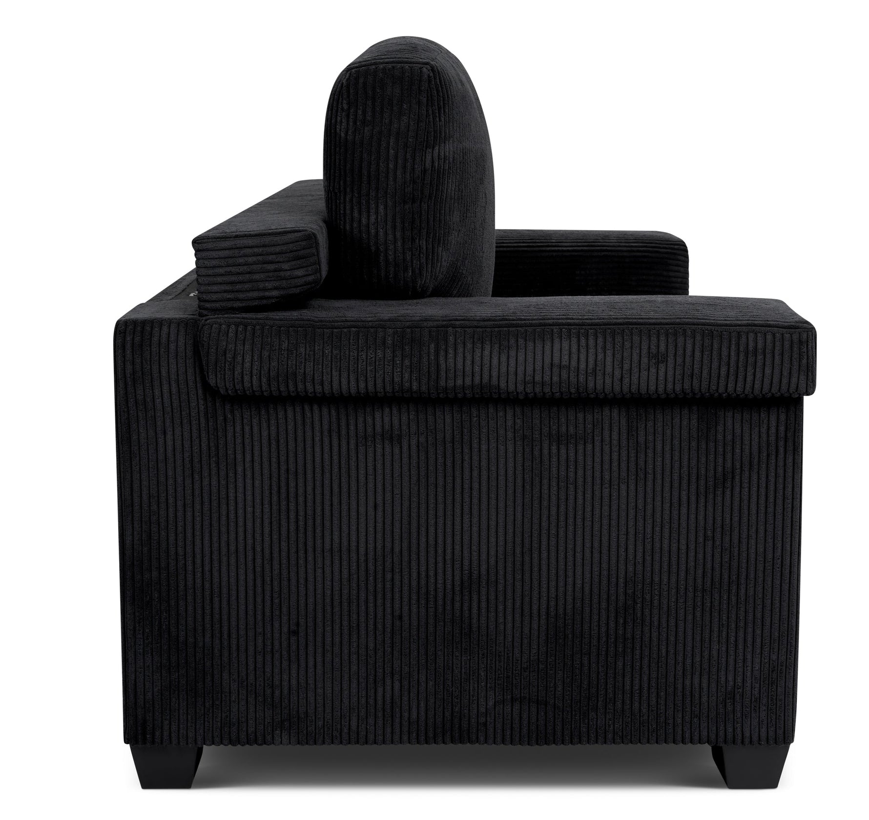 Enzo 2 Seater Corduroy Sofa in Black | Adjustable Back | Foam Cushions - Bargainia.com - 5056150285298