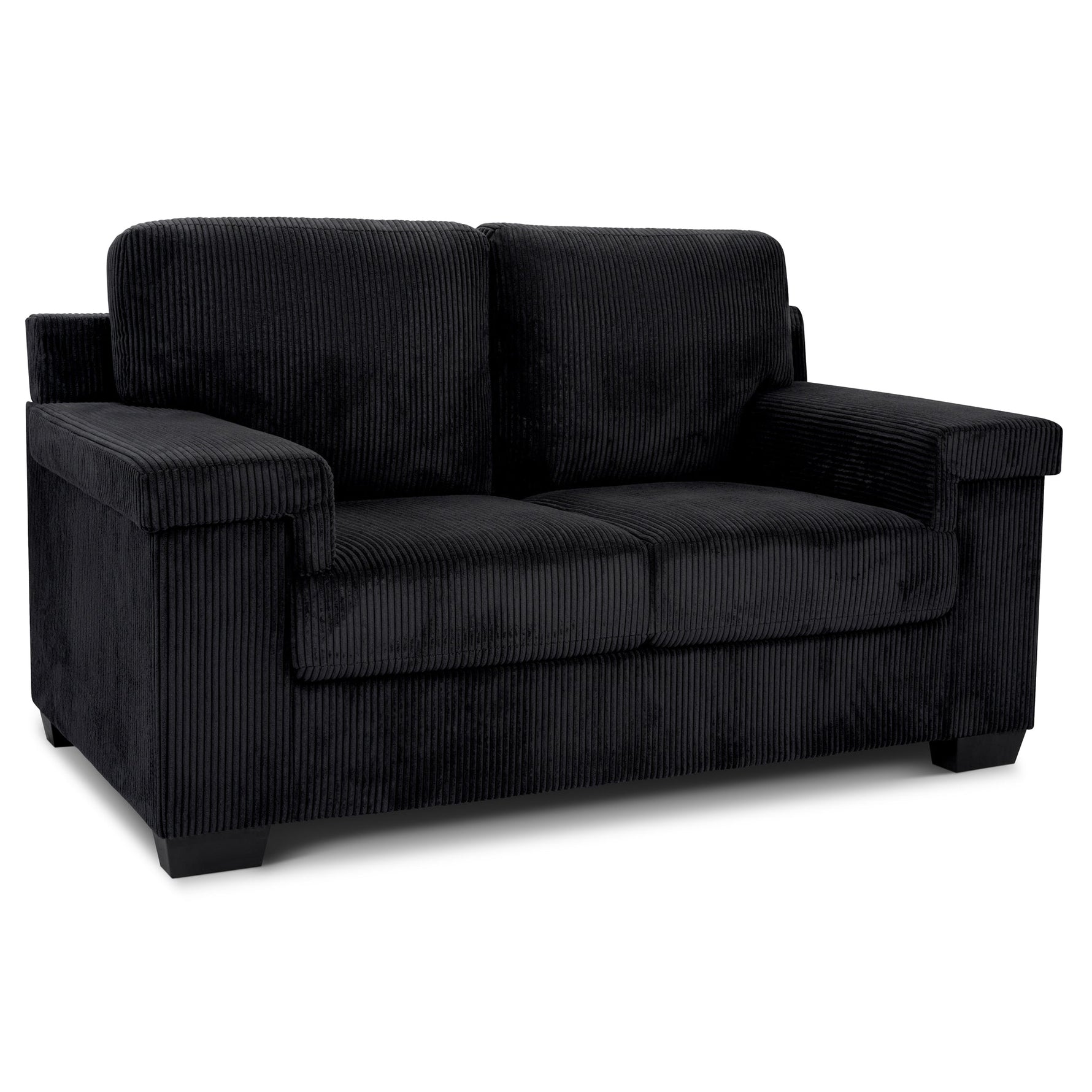 Enzo 2 Seater Corduroy Sofa in Black | Adjustable Back | Foam Cushions - Bargainia.com - 5056150285298