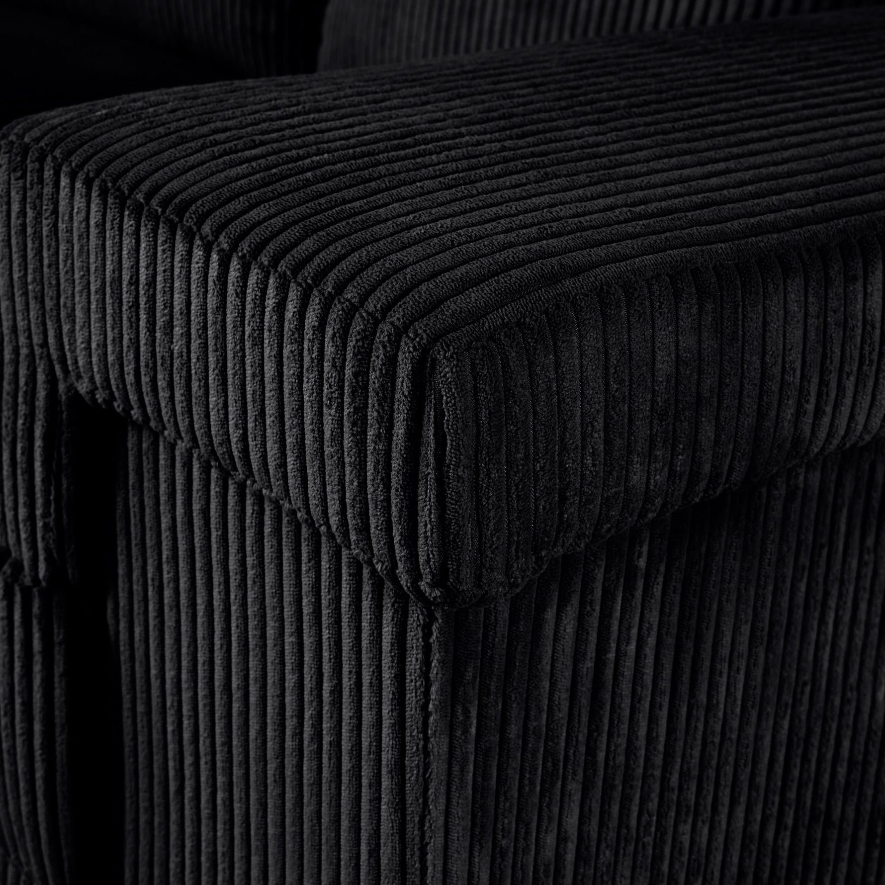 Enzo 2 Seater Corduroy Sofa in Black | Adjustable Back | Foam Cushions - Bargainia.com - 5056150285298