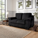 Enzo 2 Seater Corduroy Sofa in Black | Adjustable Back | Foam Cushions - Bargainia.com - 5056150285298