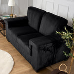 Enzo 2 Seater Corduroy Sofa in Black | Adjustable Back | Foam Cushions - Bargainia.com - 5056150285298