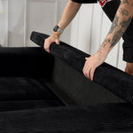 Enzo 2 Seater Corduroy Sofa in Black | Adjustable Back | Foam Cushions - Bargainia.com - 5056150285298