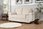 Enzo 2 Seater Corduroy Sofa in Cream | Adjustable Back | Foam Cushions - Bargainia.com - 5056150285328