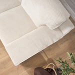 Enzo 2 Seater Corduroy Sofa in Cream | Adjustable Back | Foam Cushions - Bargainia.com - 5056150285328