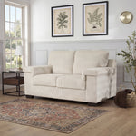 Enzo 2 Seater Corduroy Sofa in Cream | Adjustable Back | Foam Cushions - Bargainia.com - 5056150285328