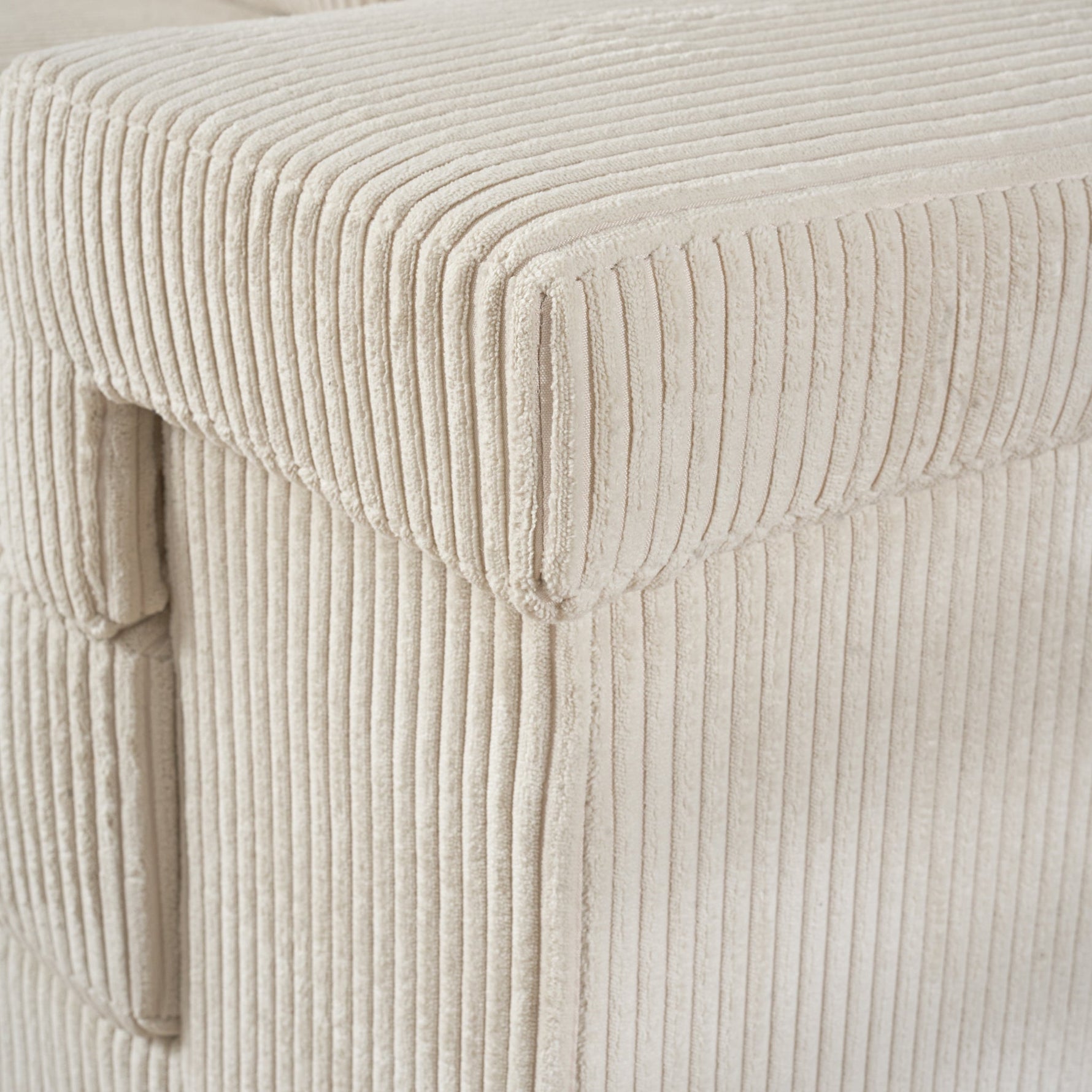 Enzo 2 Seater Corduroy Sofa in Cream | Adjustable Back | Foam Cushions - Bargainia.com - 5056150285328