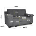 Enzo 2 Seater Corduroy Sofa in Grey | Adjustable Back | Foam Cushions - Bargainia.com - 5056150285267