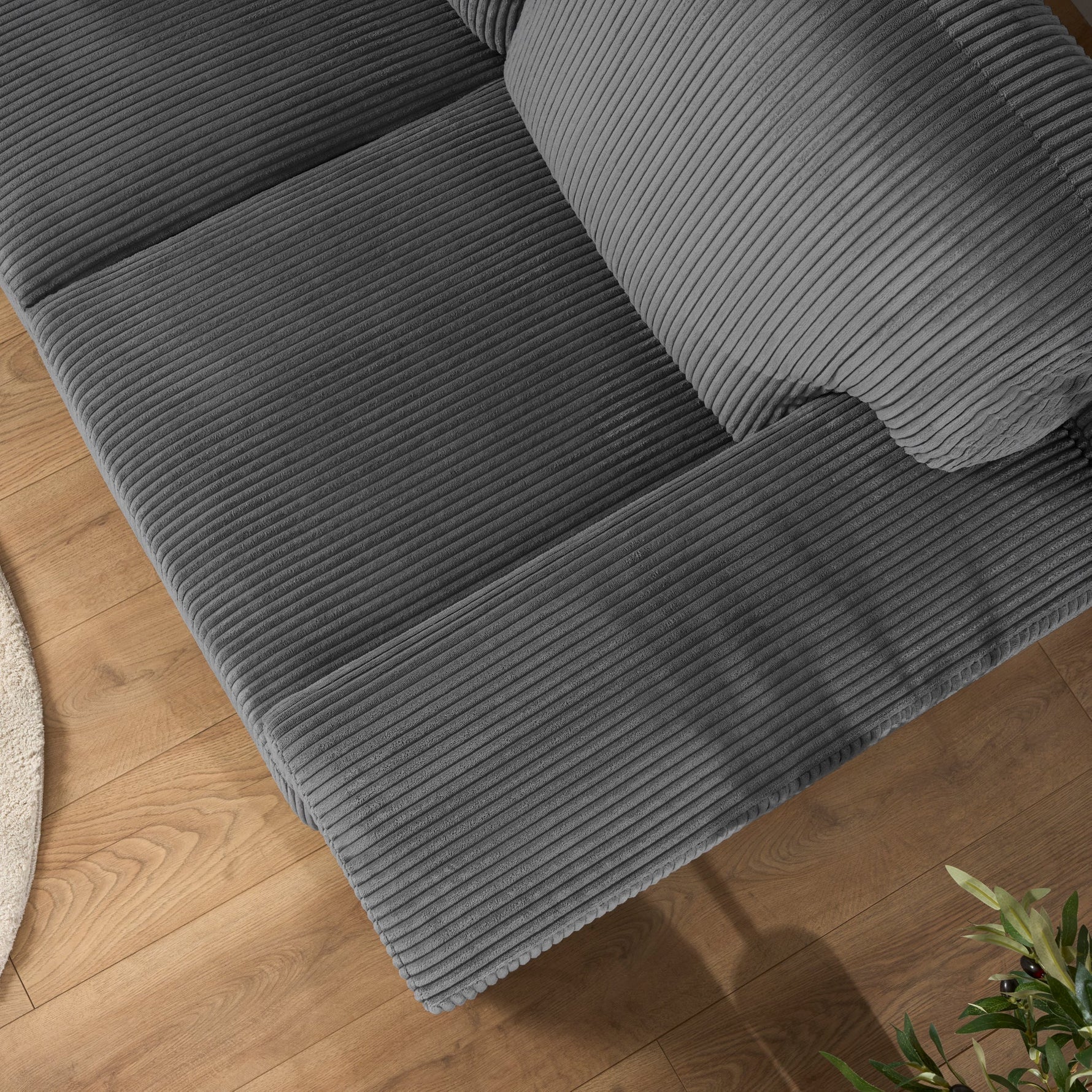 Enzo 2 Seater Corduroy Sofa in Grey | Adjustable Back | Foam Cushions - Bargainia.com - 5056150285267