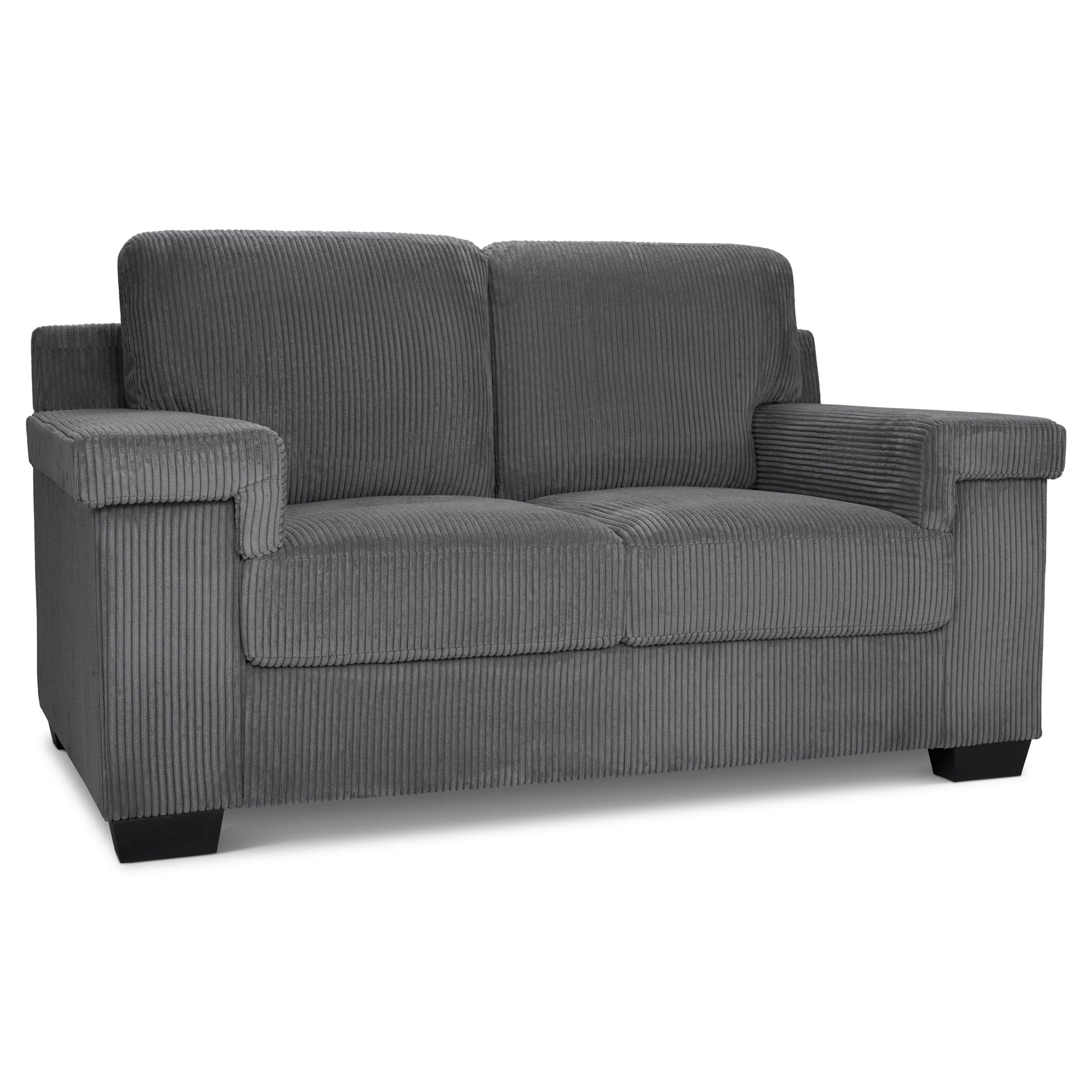 Enzo 2 Seater Corduroy Sofa in Grey | Adjustable Back | Foam Cushions - Bargainia.com - 5056150285267