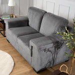 Enzo 2 Seater Corduroy Sofa in Grey | Adjustable Back | Foam Cushions - Bargainia.com - 5056150285267