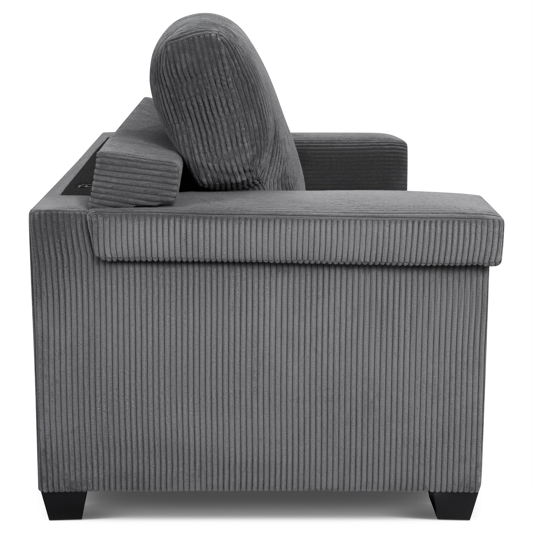 Enzo 2 Seater Corduroy Sofa in Grey | Adjustable Back | Foam Cushions - Bargainia.com - 5056150285267