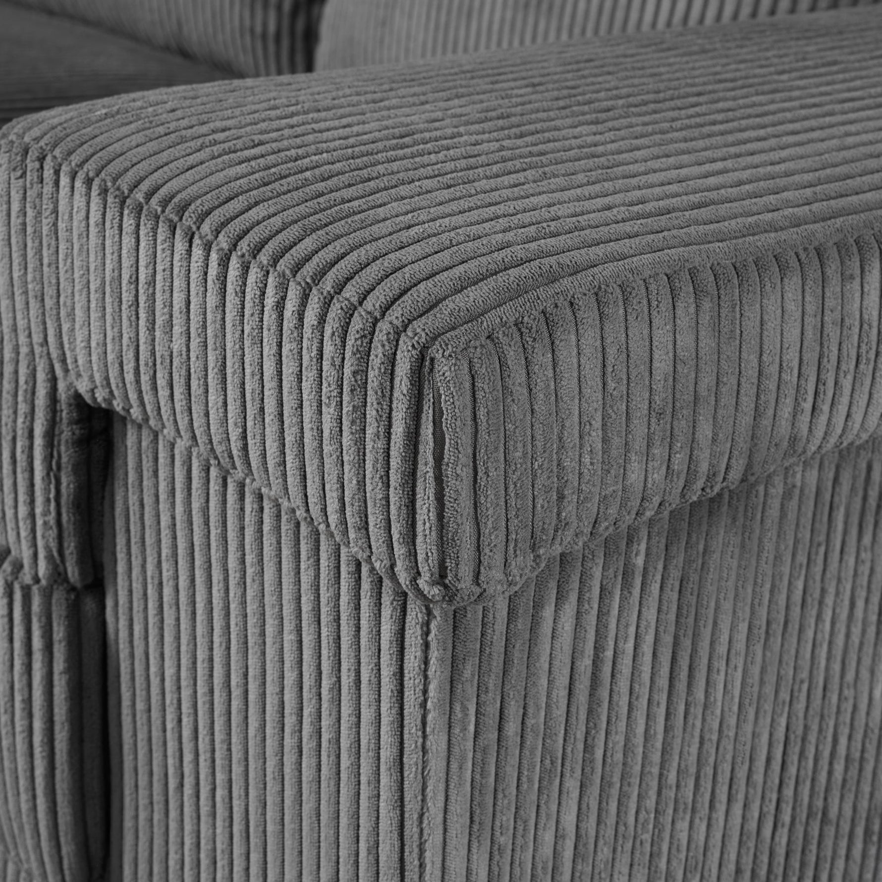 Enzo 2 Seater Corduroy Sofa in Grey | Adjustable Back | Foam Cushions - Bargainia.com - 5056150285267