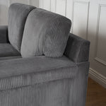 Enzo 2 Seater Corduroy Sofa in Grey | Adjustable Back | Foam Cushions - Bargainia.com - 5056150285267