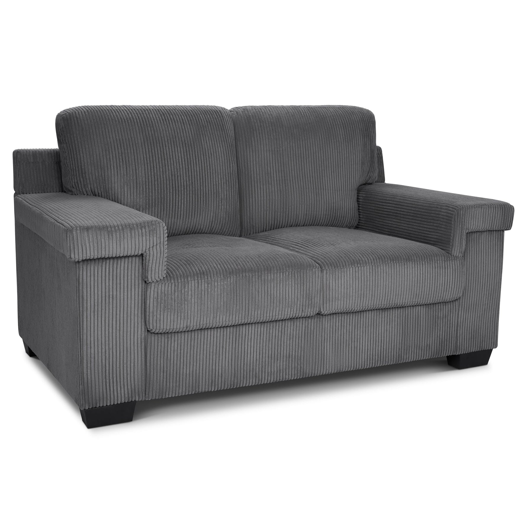 Enzo 2 Seater Corduroy Sofa in Grey | Adjustable Back | Foam Cushions - Bargainia.com - 5056150285267