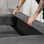 Enzo 2 Seater Corduroy Sofa in Grey | Adjustable Back | Foam Cushions - Bargainia.com - 5056150285267