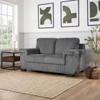 Enzo 2 Seater Corduroy Sofa in Grey | Adjustable Back | Foam Cushions - Bargainia.com - 5056150285267