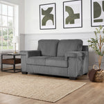 Enzo 2 Seater Corduroy Sofa in Grey | Adjustable Back | Foam Cushions - Bargainia.com - 5056150285267