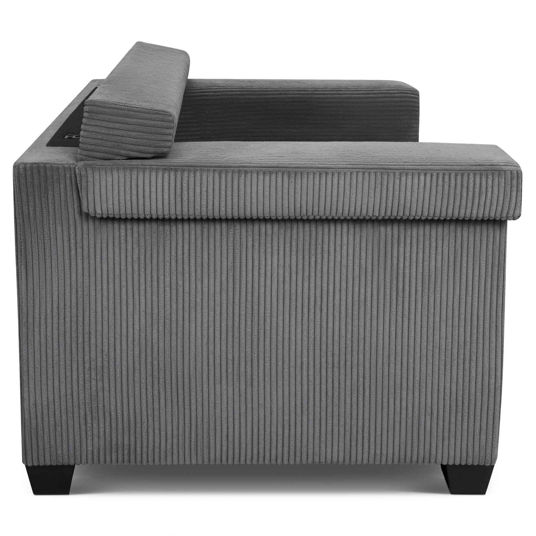 Enzo 2 Seater Corduroy Sofa in Grey | Adjustable Back | Foam Cushions - Bargainia.com - 5056150285267
