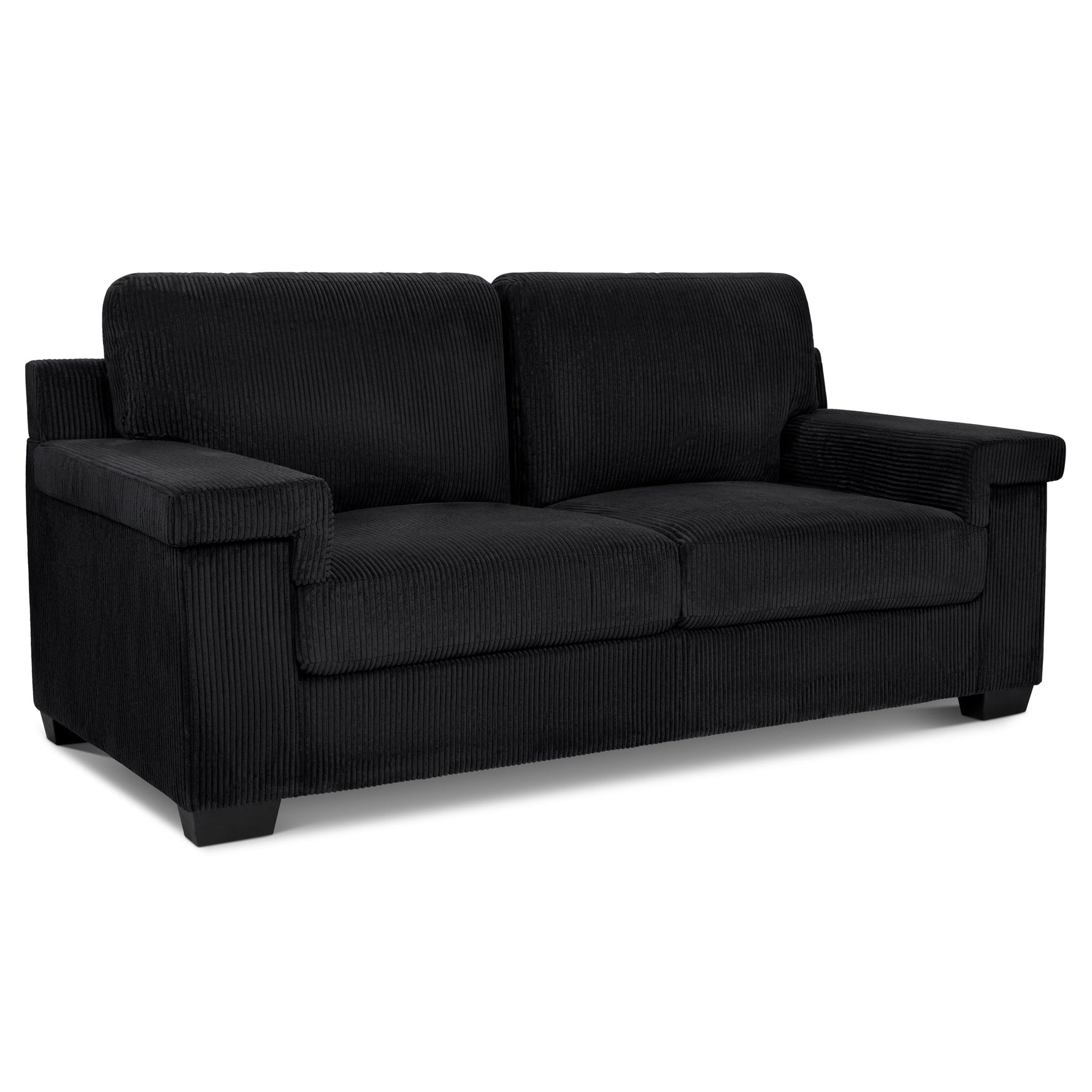 Enzo 3 Seater Corduroy Sofa in Black | Adjustable Back | Foam Cushions - Bargainia.com - 5056150285304