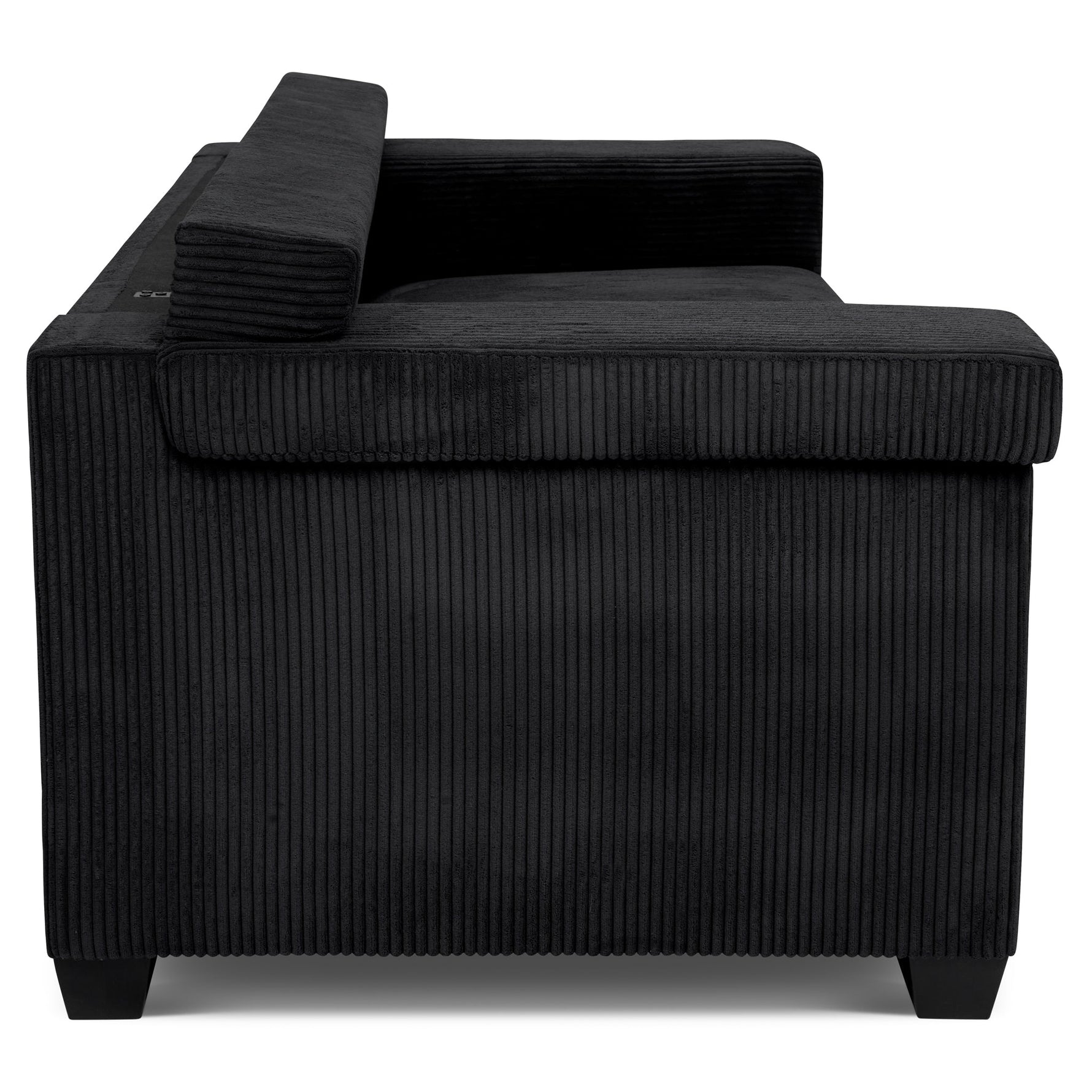 Enzo 3 Seater Corduroy Sofa in Black | Adjustable Back | Foam Cushions - Bargainia.com - 5056150285304