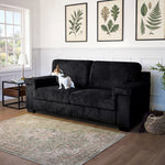 Enzo 3 Seater Corduroy Sofa in Black | Adjustable Back | Foam Cushions - Bargainia.com - 5056150285304
