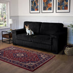 Enzo 3 Seater Corduroy Sofa in Black | Adjustable Back | Foam Cushions - Bargainia.com - 5056150285304