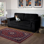 Enzo 3 Seater Corduroy Sofa in Black | Adjustable Back | Foam Cushions - Bargainia.com - 5056150285304