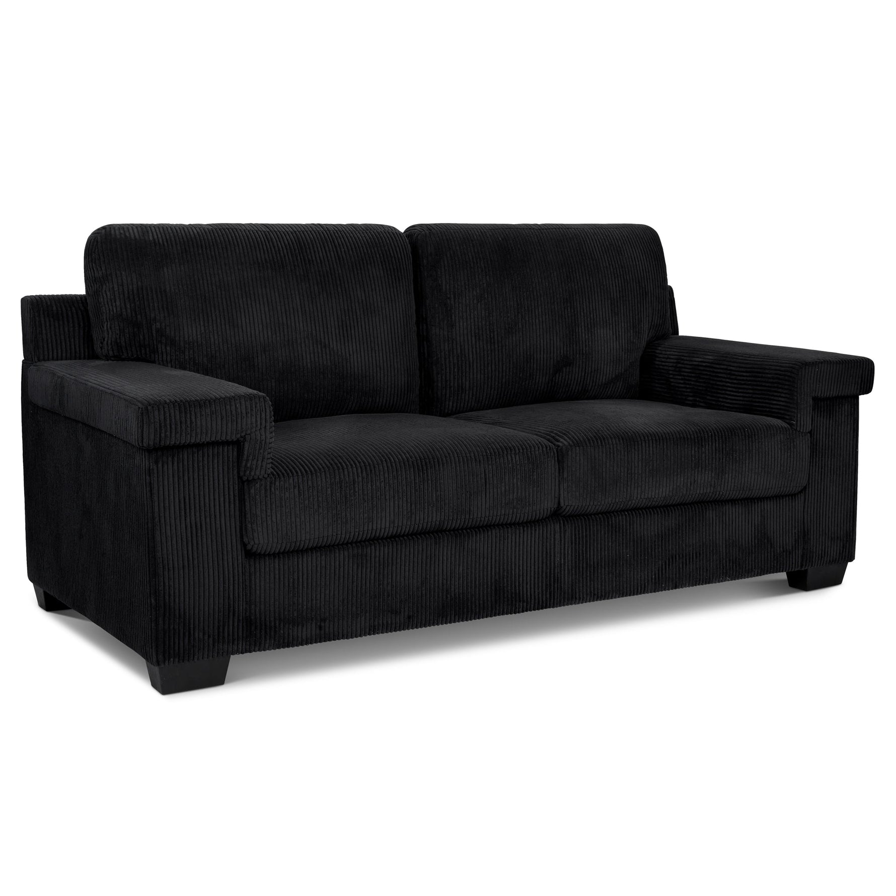 Enzo 3 Seater Corduroy Sofa in Black | Adjustable Back | Foam Cushions - Bargainia.com - 5056150285304