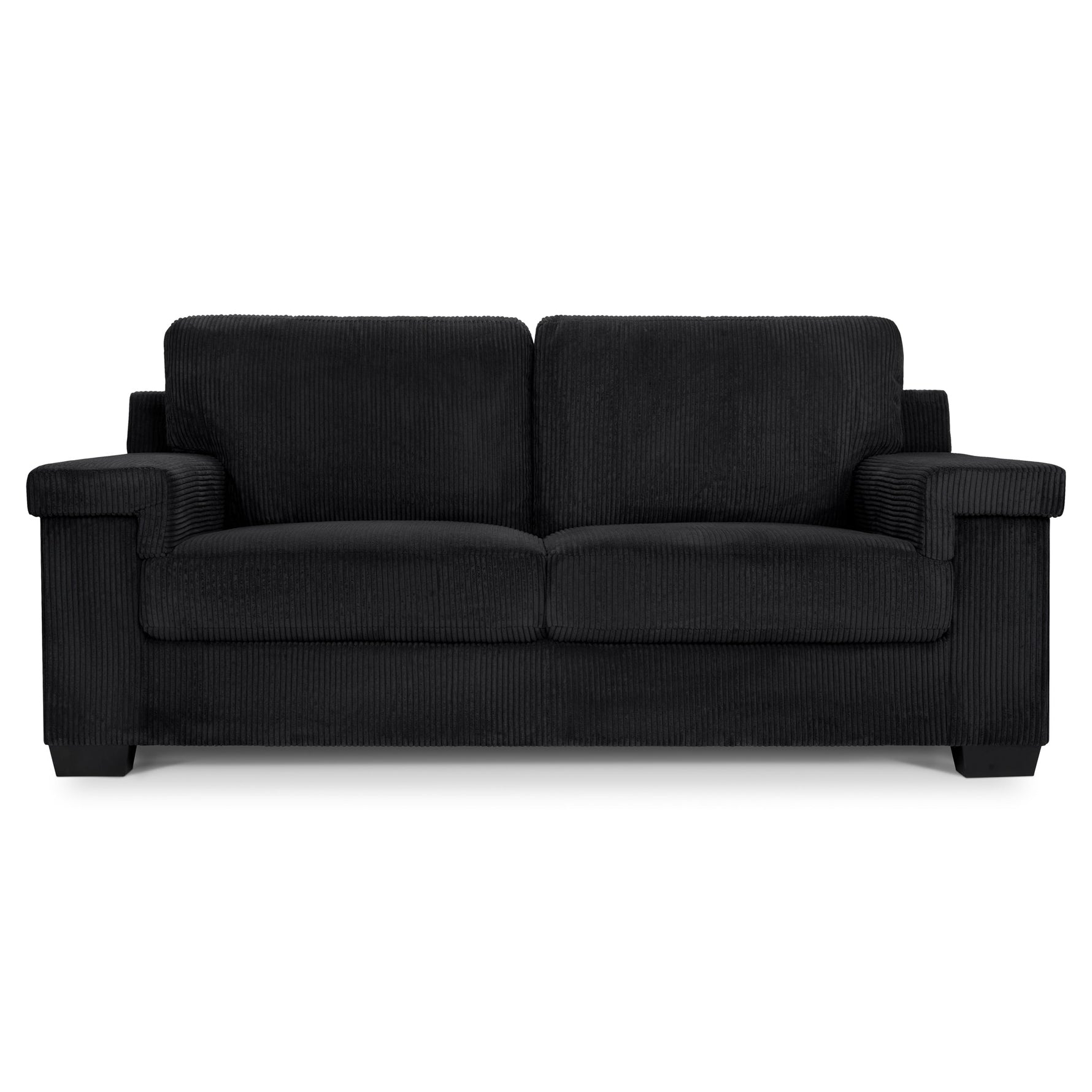 Enzo 3 Seater Corduroy Sofa in Black | Adjustable Back | Foam Cushions - Bargainia.com - 5056150285304