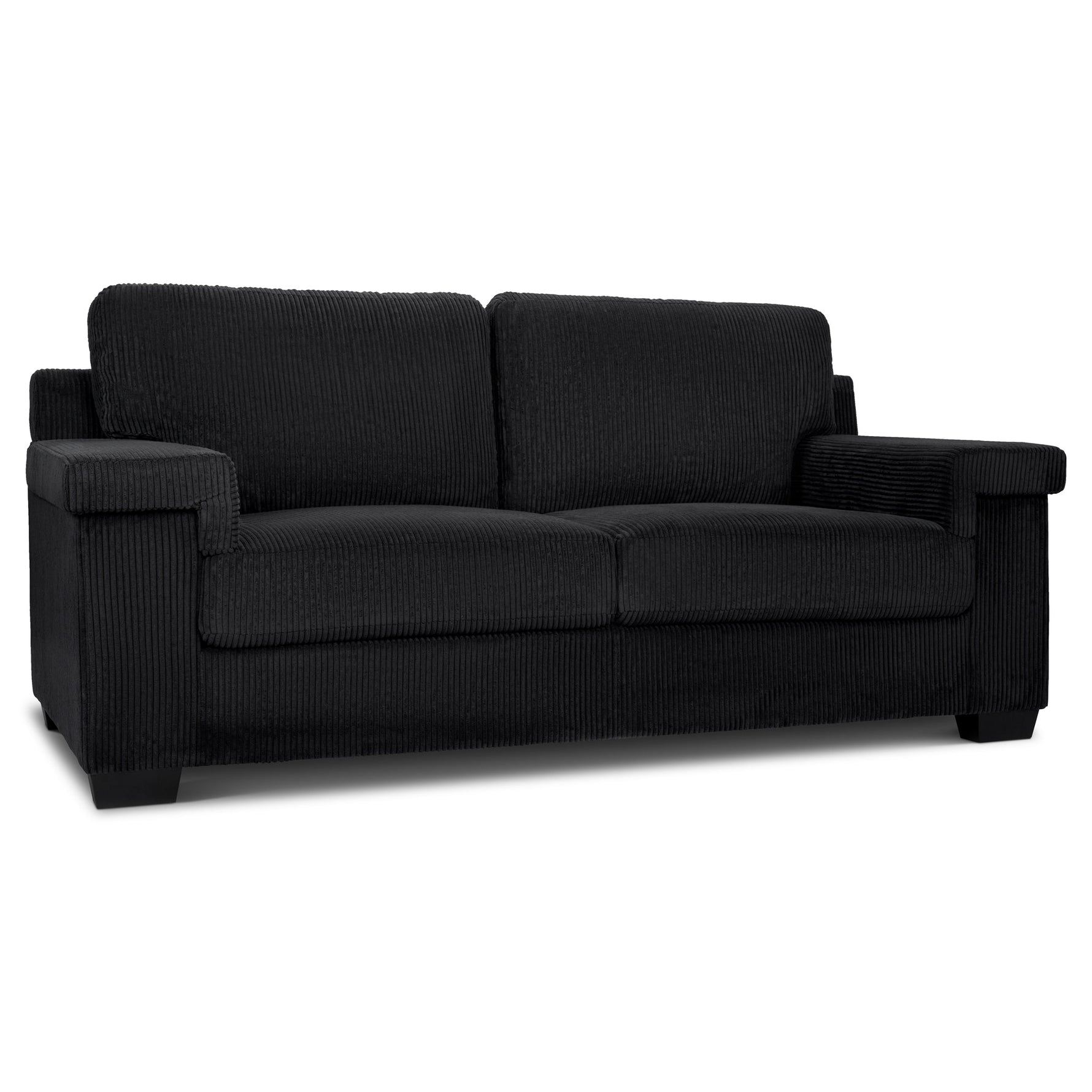 Enzo 3 Seater Corduroy Sofa in Black | Adjustable Back | Foam Cushions - Bargainia.com - 5056150285304