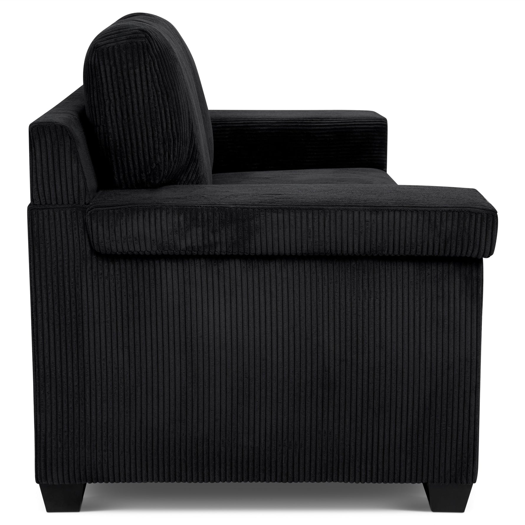 Enzo 3 Seater Corduroy Sofa in Black | Adjustable Back | Foam Cushions - Bargainia.com - 5056150285304