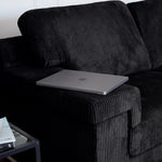 Enzo 3 Seater Corduroy Sofa in Black | Adjustable Back | Foam Cushions - Bargainia.com - 5056150285304