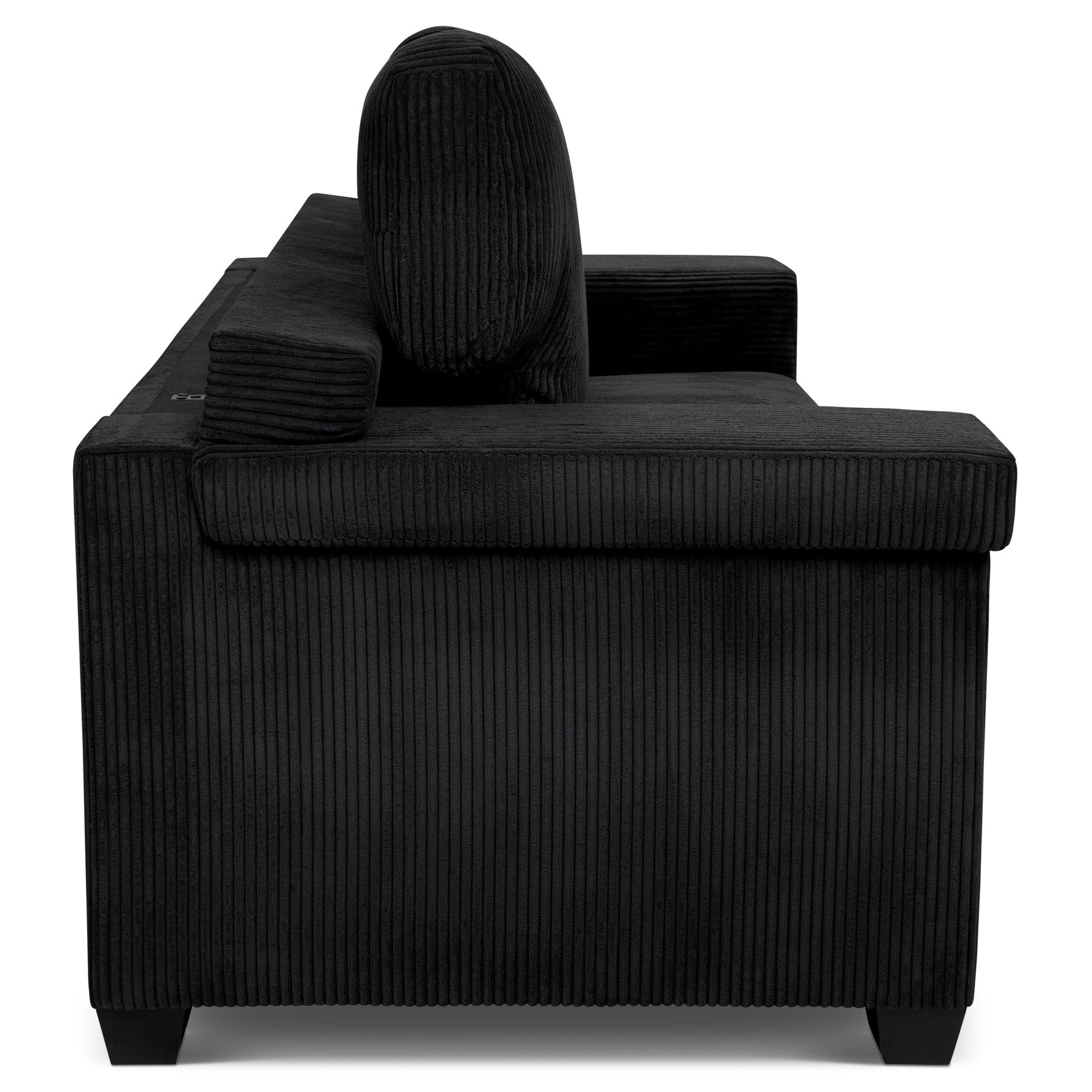 Enzo 3 Seater Corduroy Sofa in Black | Adjustable Back | Foam Cushions - Bargainia.com - 5056150285304