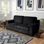 Enzo 3 Seater Corduroy Sofa in Black | Adjustable Back | Foam Cushions - Bargainia.com - 5056150285304