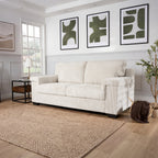 Enzo 3 Seater Corduroy Sofa in Cream | Adjustable Back | Foam Cushions - Bargainia.com - 5056150285335