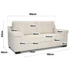 Enzo 3 Seater Corduroy Sofa in Cream | Adjustable Back | Foam Cushions - Bargainia.com - 5056150285335