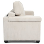 Enzo 3 Seater Corduroy Sofa in Cream | Adjustable Back | Foam Cushions - Bargainia.com - 5056150285335