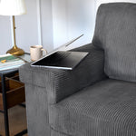 Enzo 3 Seater Corduroy Sofa in Grey | Adjustable Back | Foam Cushions - Bargainia.com - 5056150285274
